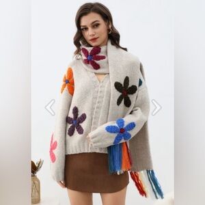 NWT Floral Cardigan with Scarf